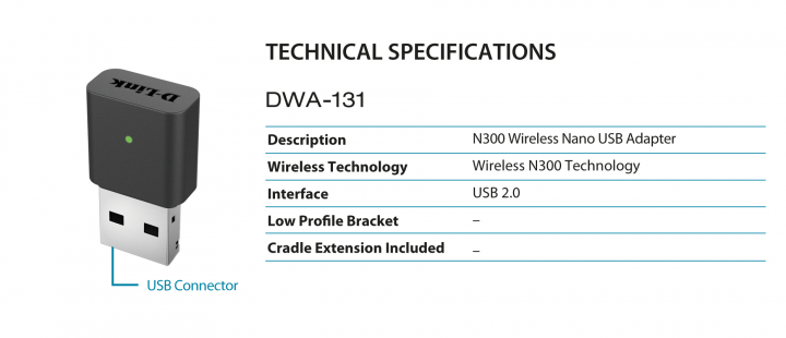 D-LINK DWA-131 Wireless N Nano USB LAN Card